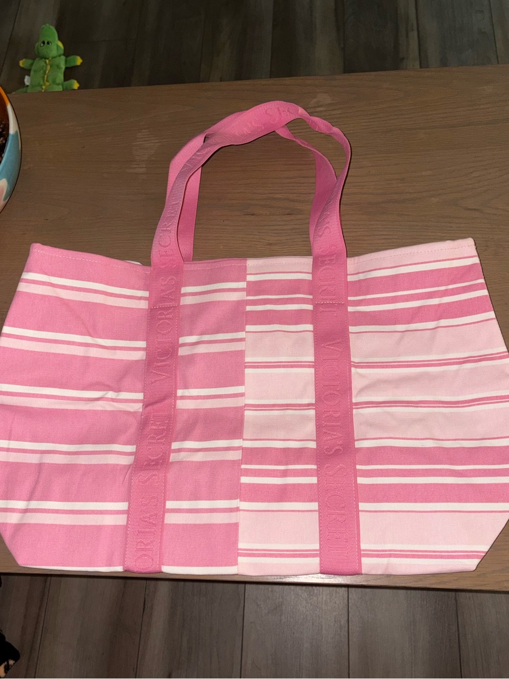 Victoria's Secret Pink Striped Canvas Tote — NWT